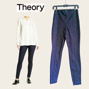 THEORY Indigo Denim Skinny Legging Pants Pintuck Ankle Slit Size 2 NWT
